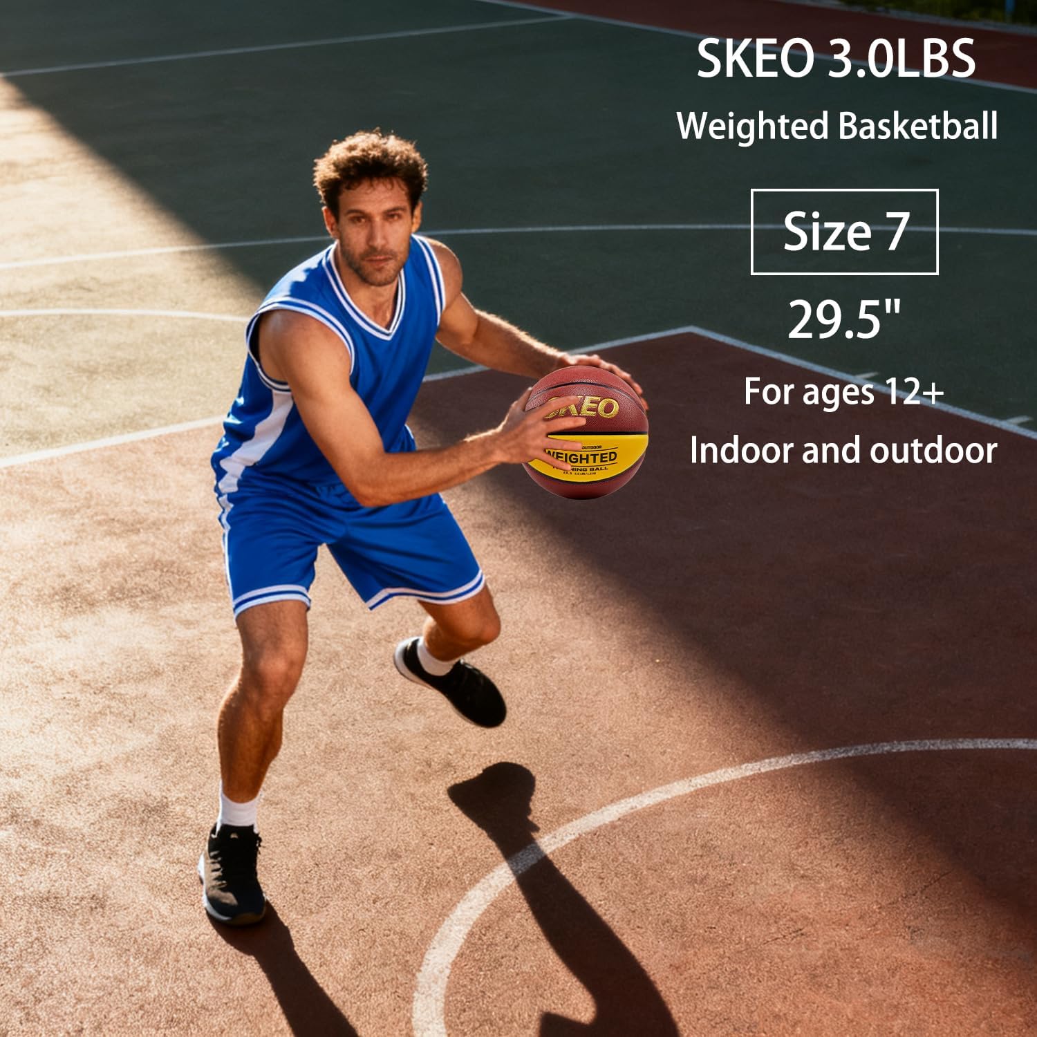 SKEO Weighted Basketball, 2.2/3/3.3LBS 28.5"/29.5" Trainer Heavy Basketballs Made of Composite, Indoor Outdoor Training Ball for Improving Handling Dribbling Rebounding