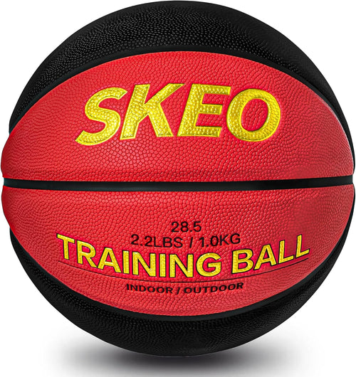 SKEO 2.2LBS Weighted Basketball, 28.5" Trainer Heavy Basketballs Made of Composite, Indoor Outdoor Training Ball for Improving Ball Handling Dribbling and Rebounding Skills (Deflated, Size 6)