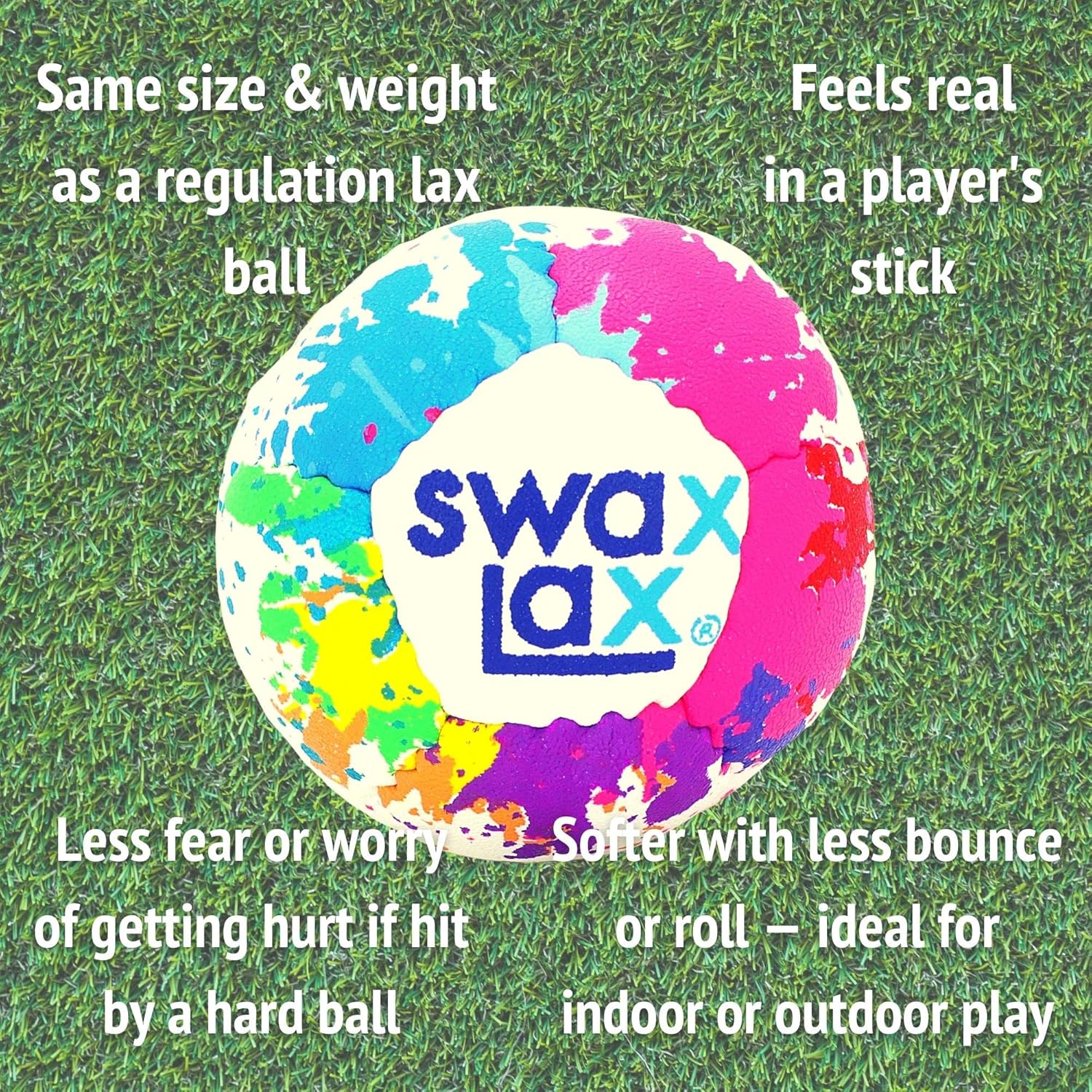 SWAX LAX Lacrosse Training Ball - Indoor Outdoor Practice Less Bounce & Rebounds