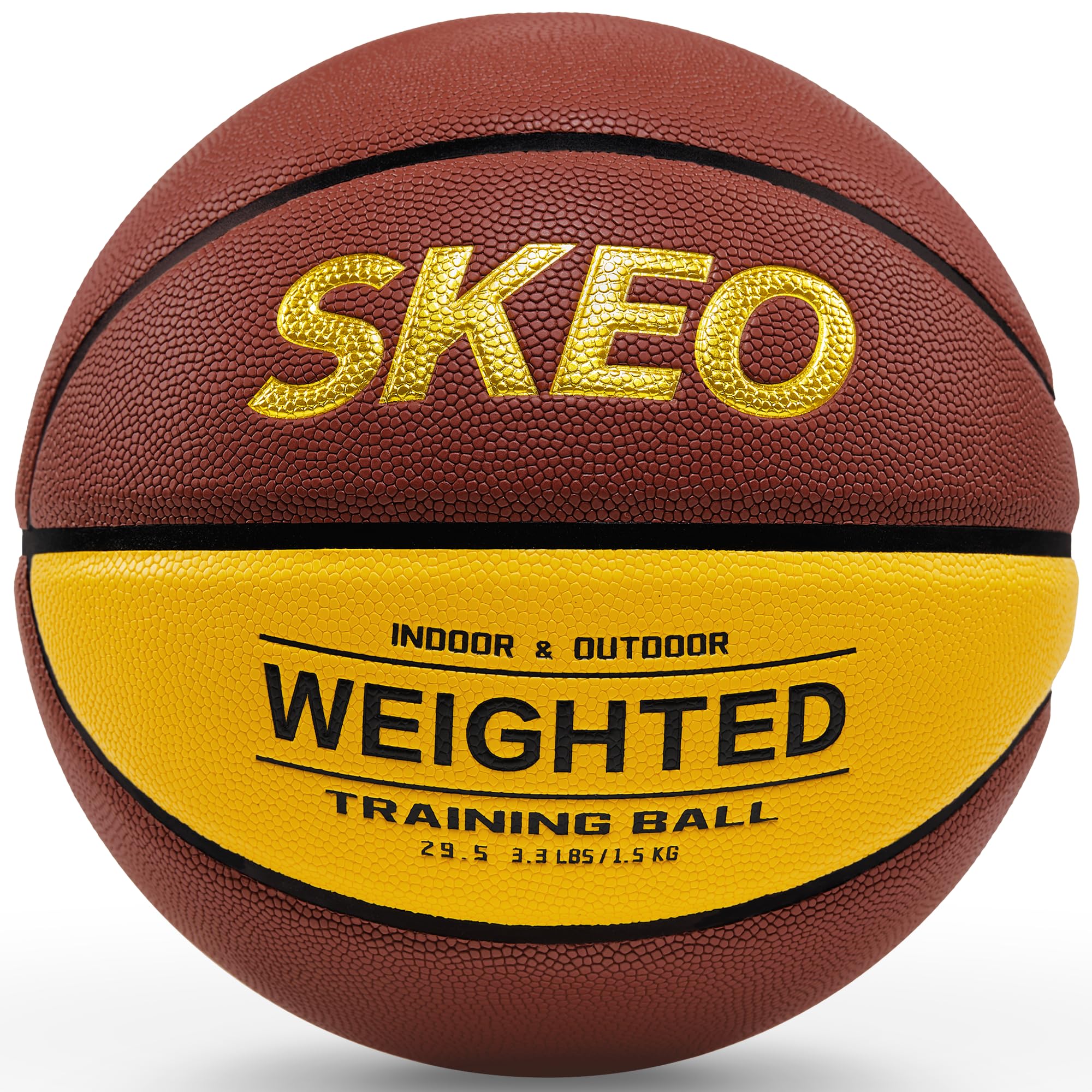 SKEO Weighted Basketball, 2.2/3/3.3LBS 28.5"/29.5" Trainer Heavy Basketballs Made of Composite, Indoor Outdoor Training Ball for Improving Handling Dribbling Rebounding